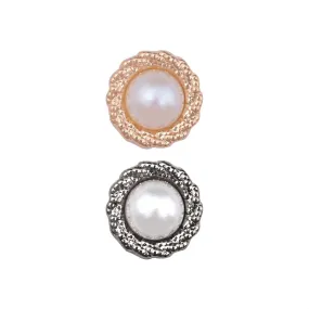 10mm (16L) Round Shape Shiny Decorative Rim Pearl Buttons