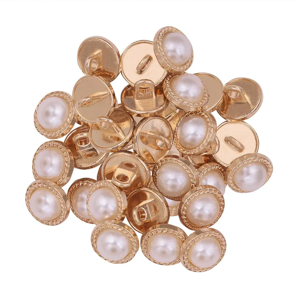 10mm (16L) Round Shape Shiny Pearl Metal Buttons