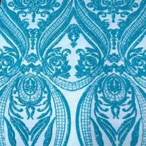 Aqua Blue Catina Sequins Lace Fabric