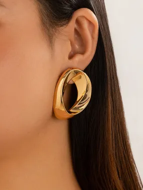 Asymmetric Shiny Solid Color Earrings Accessories