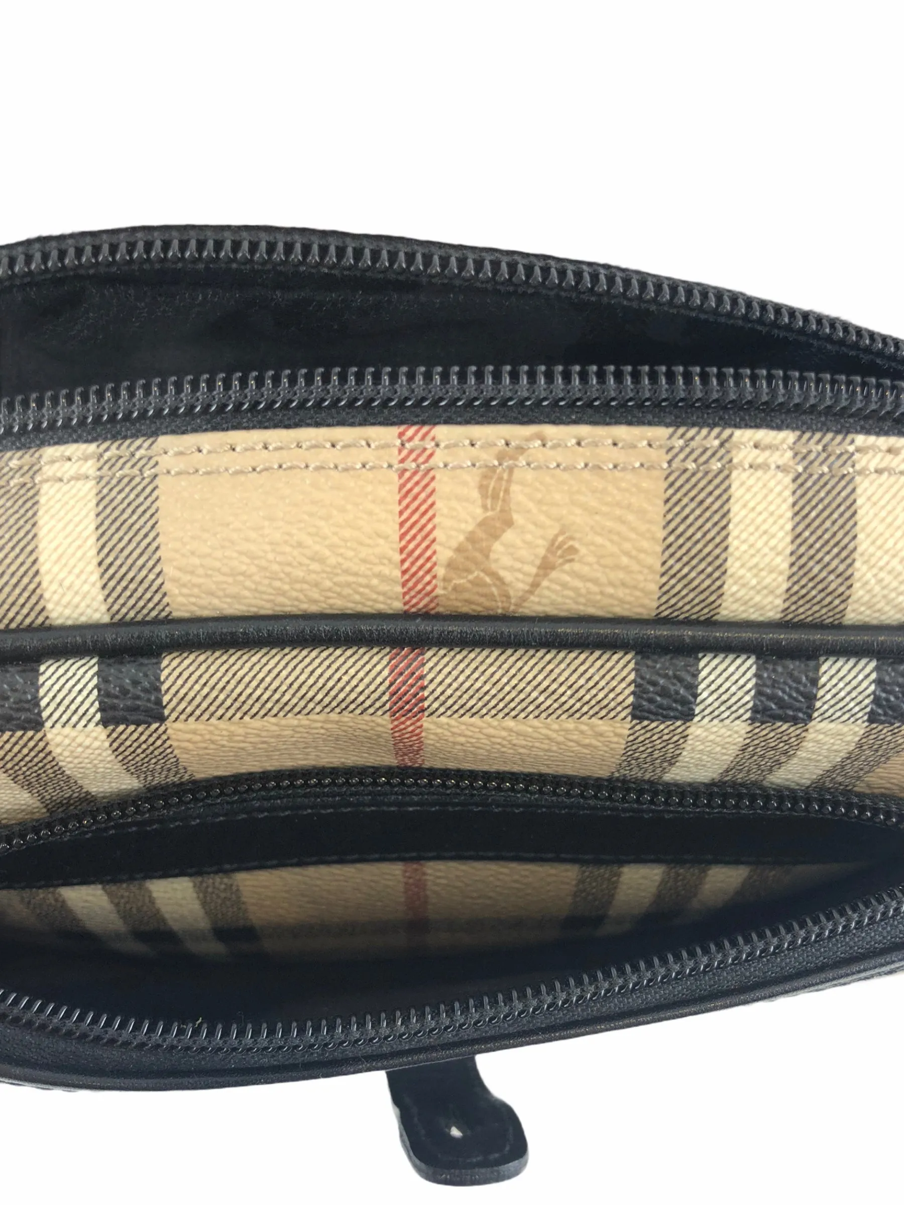 Burberry Classic Check Canvas & Black Leather Crossbody