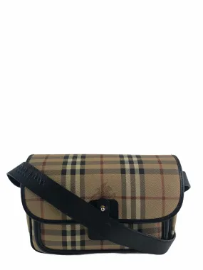 Burberry Classic Check Canvas & Black Leather Crossbody