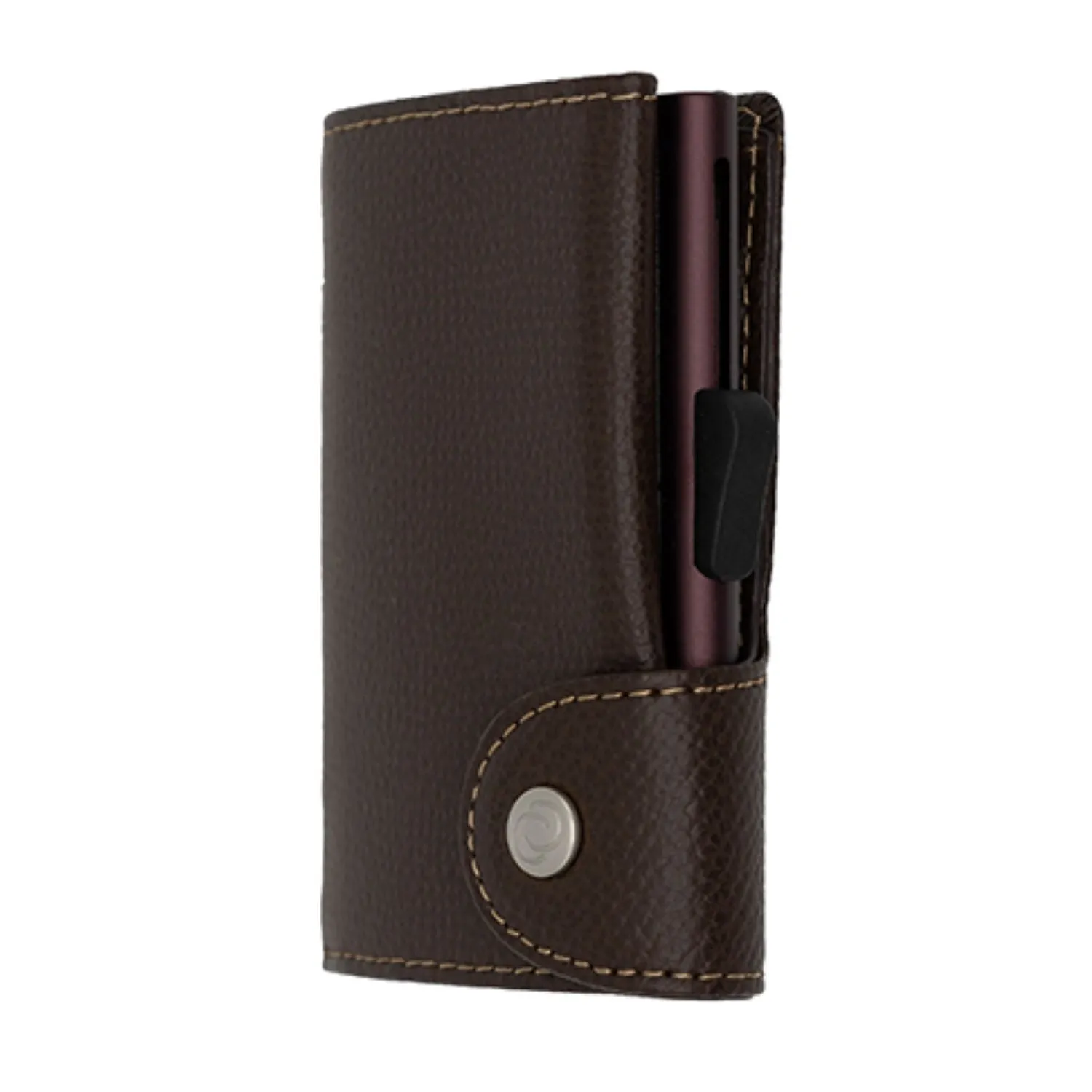 C-Secure Italian Leather Wallet With Brown Cardholder