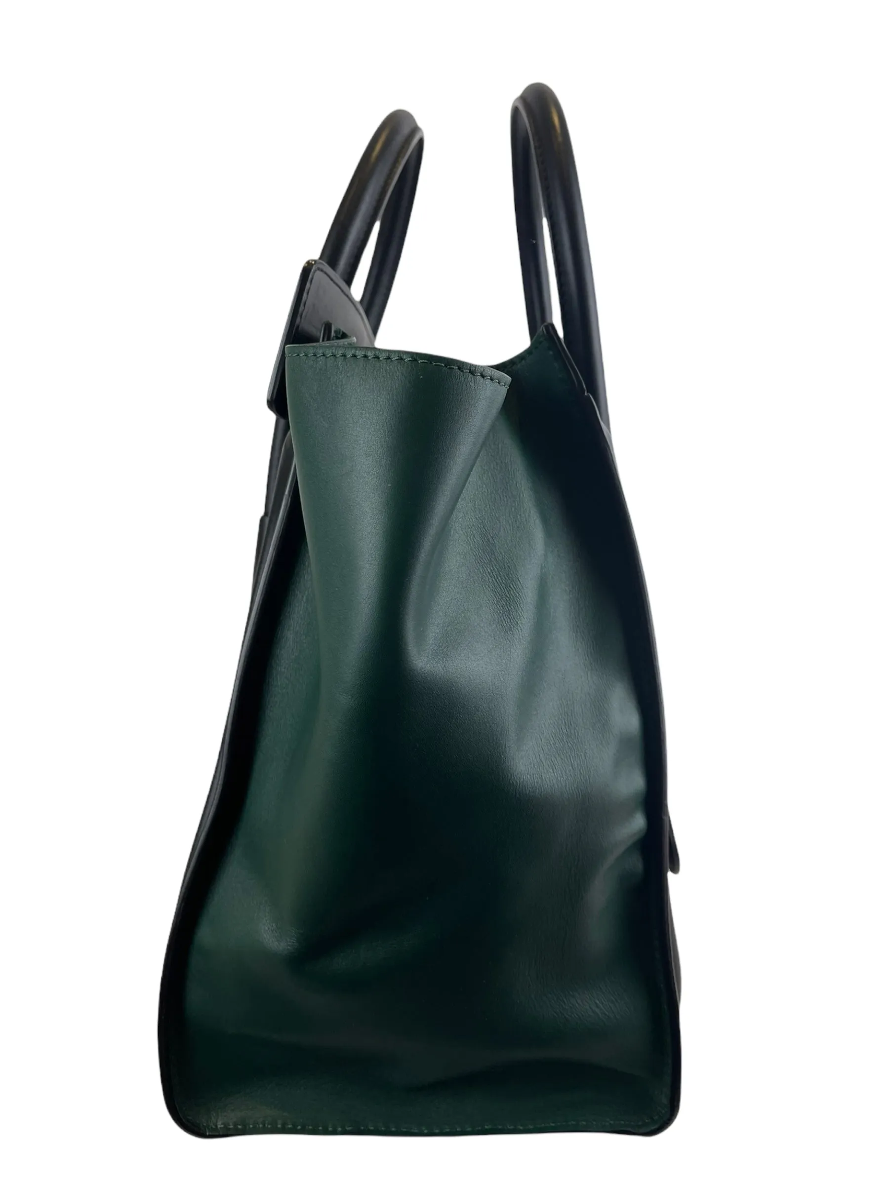 Celine Bicolor Black & Green Leather "Phantom" Luggage Tote