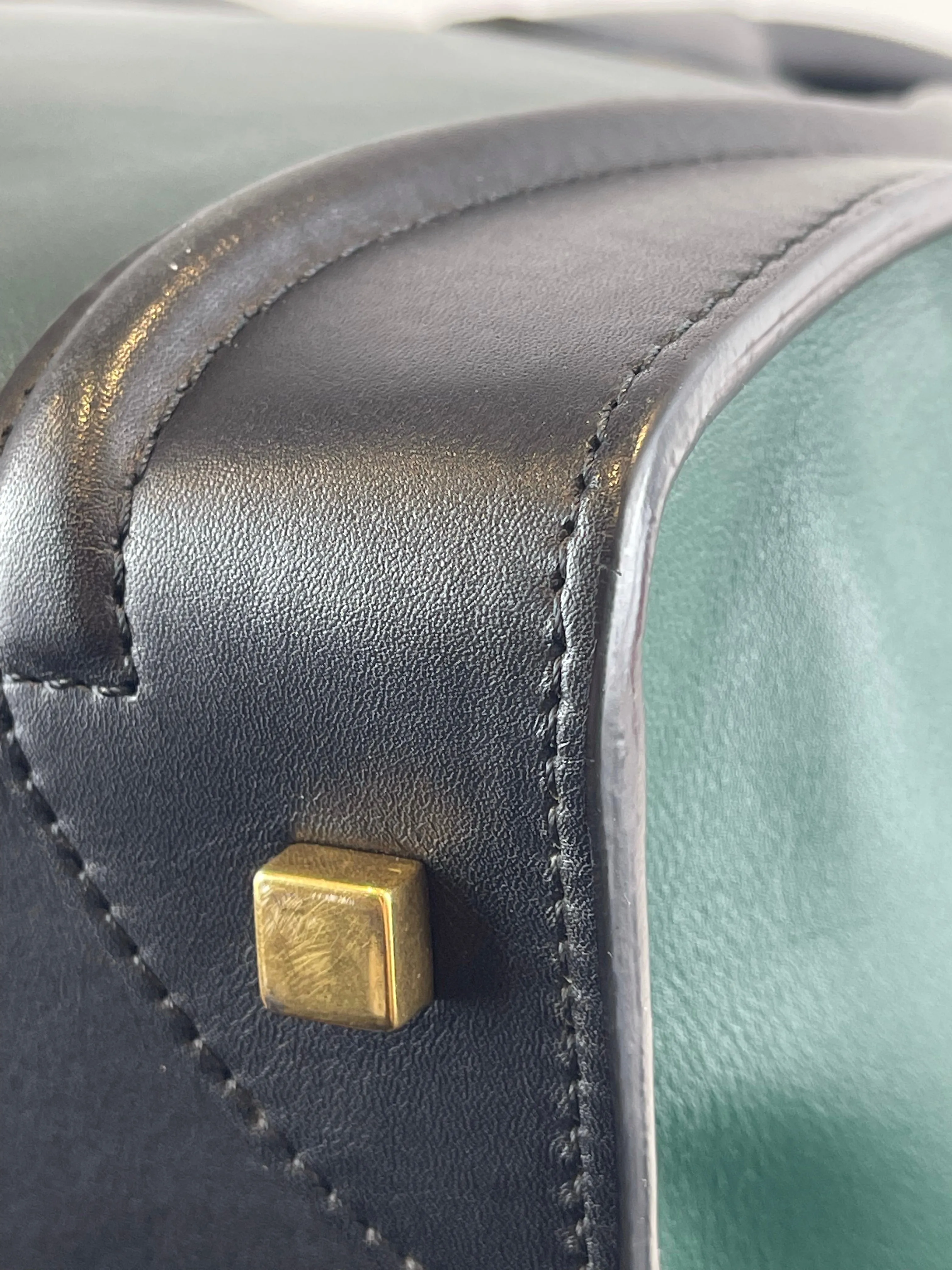 Celine Bicolor Black & Green Leather "Phantom" Luggage Tote