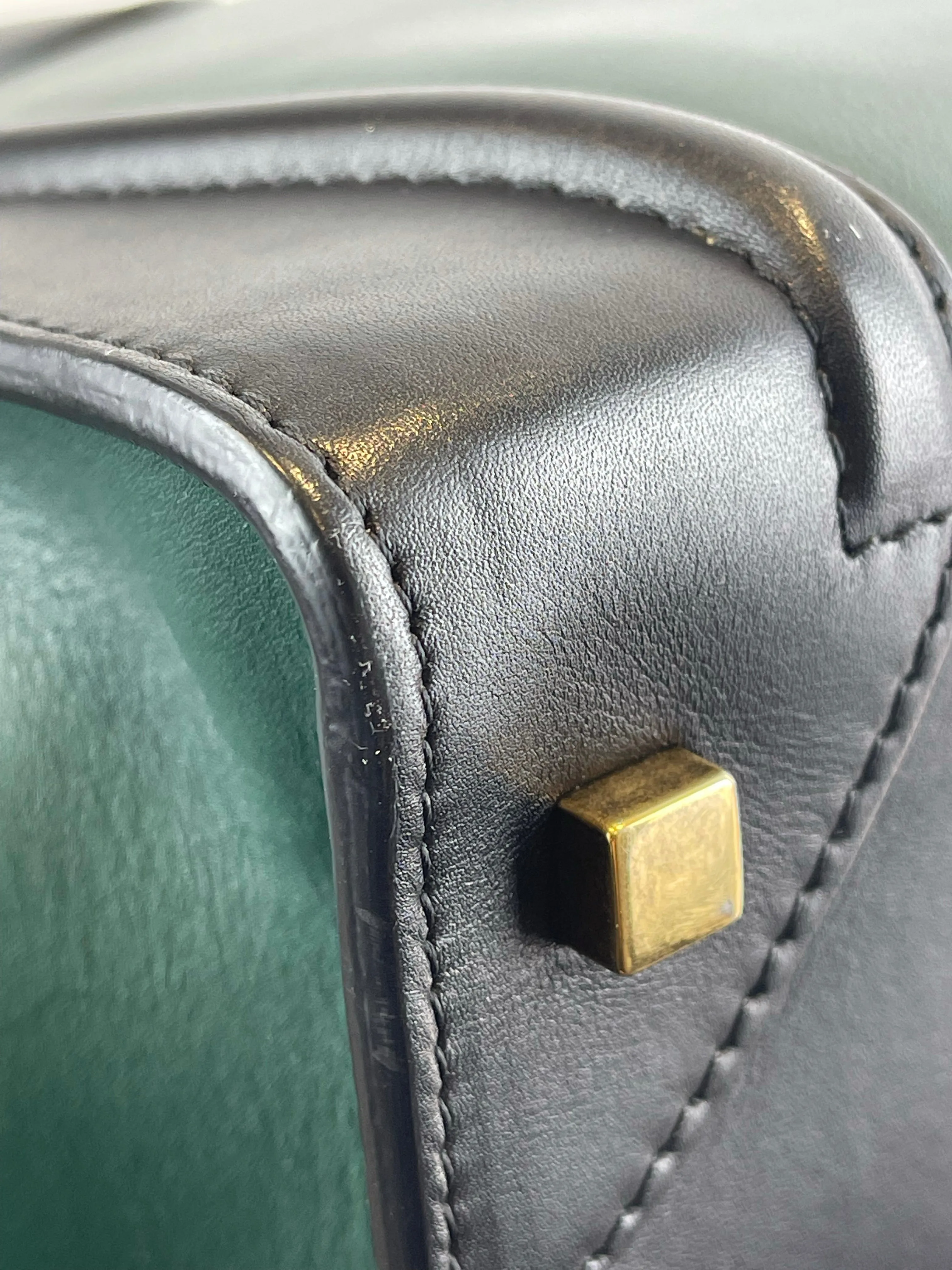 Celine Bicolor Black & Green Leather "Phantom" Luggage Tote