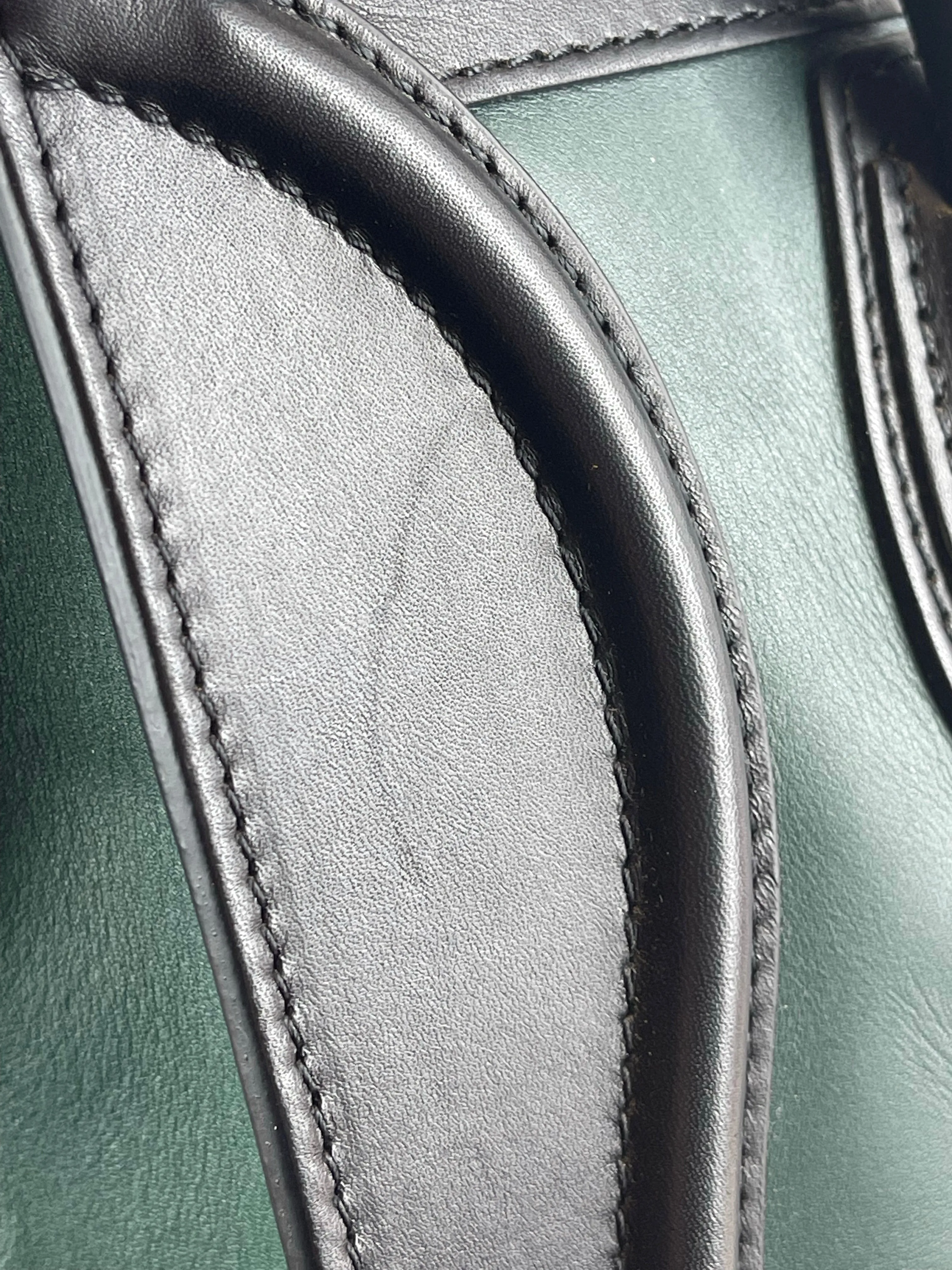 Celine Bicolor Black & Green Leather "Phantom" Luggage Tote