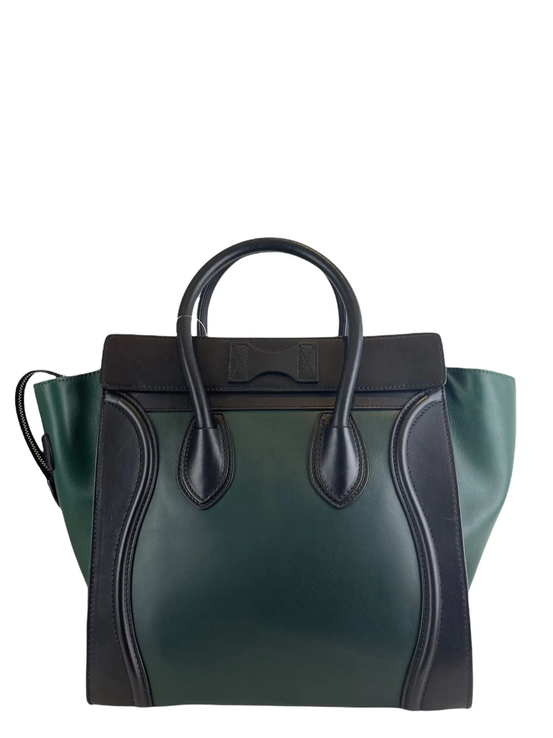 Celine Bicolor Black & Green Leather "Phantom" Luggage Tote