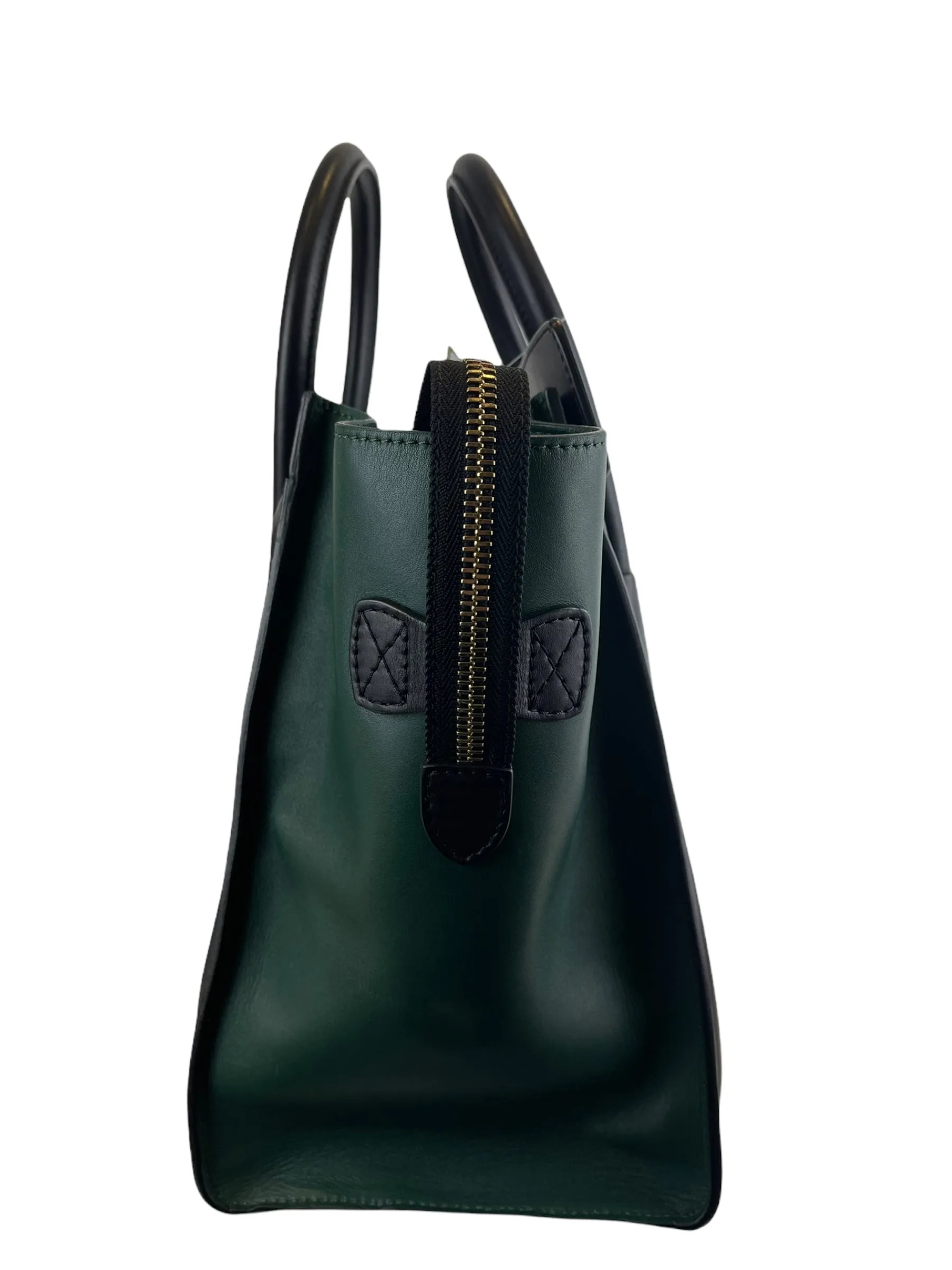 Celine Bicolor Black & Green Leather "Phantom" Luggage Tote