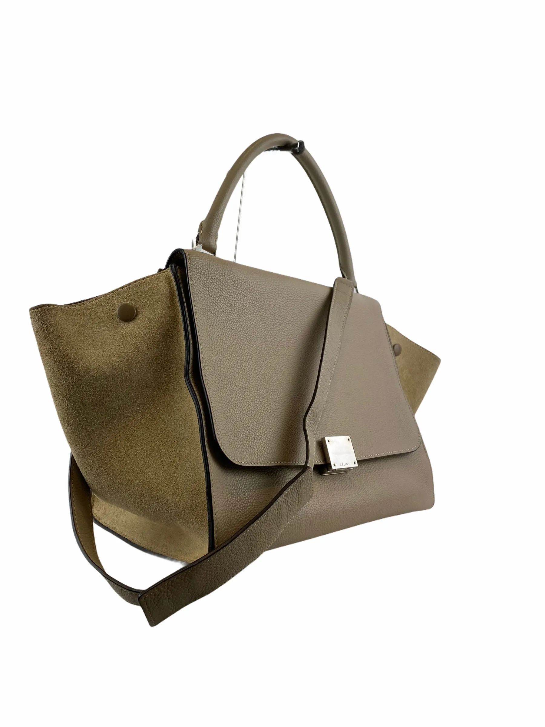 Celine Taupe Leather & Suede "Trapeze" Shoulder Bag