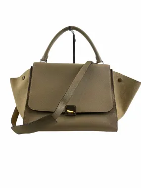 Celine Taupe Leather & Suede "Trapeze" Shoulder Bag