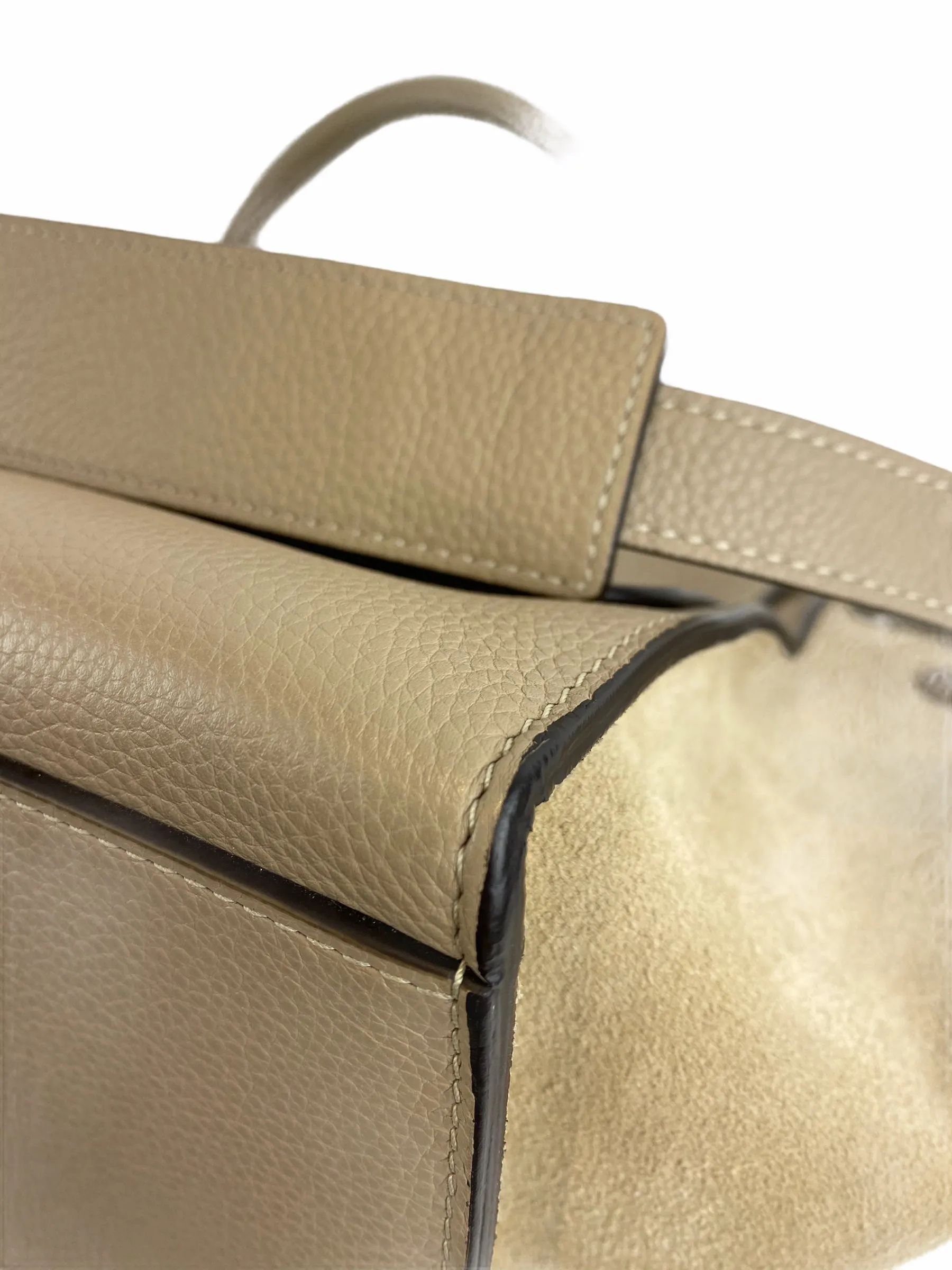 Celine Taupe Leather & Suede "Trapeze" Shoulder Bag