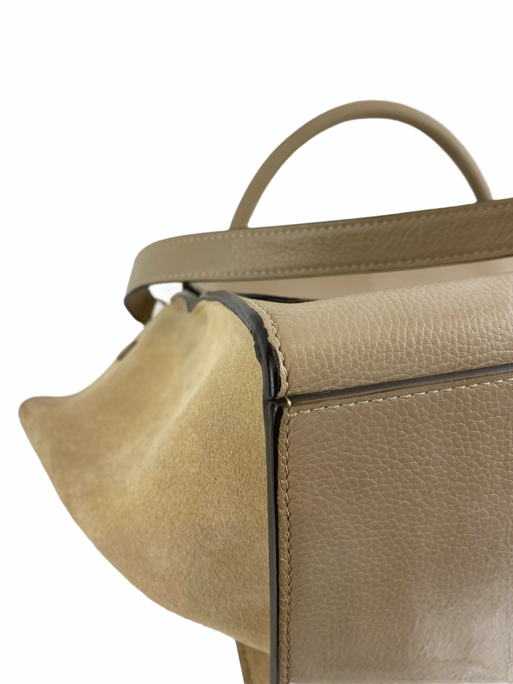 Celine Taupe Leather & Suede "Trapeze" Shoulder Bag