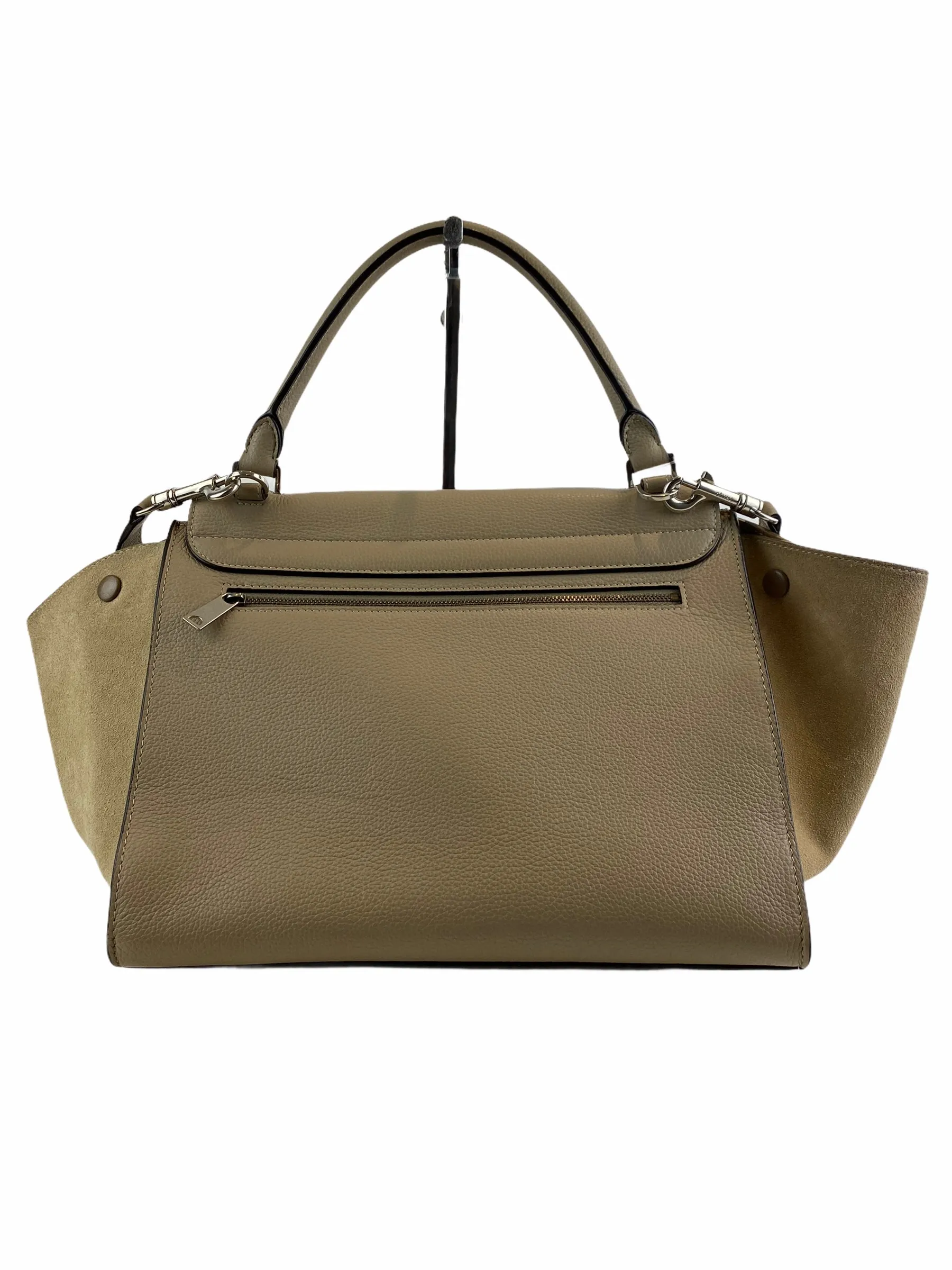 Celine Taupe Leather & Suede "Trapeze" Shoulder Bag