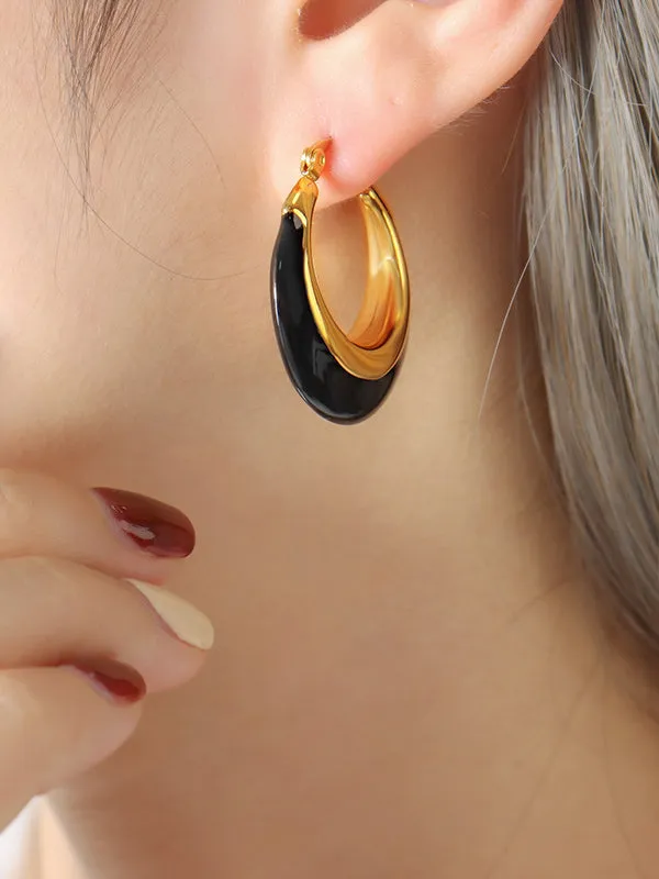 Contrast Color Geometric Split-Joint Earrings Accessories