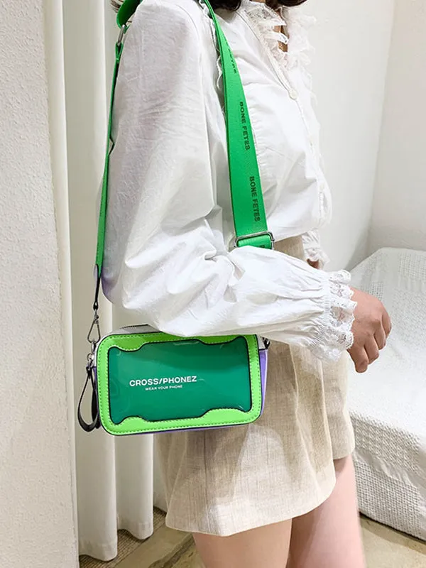 Contrast Color See-Through Zipper Crossbody Bags