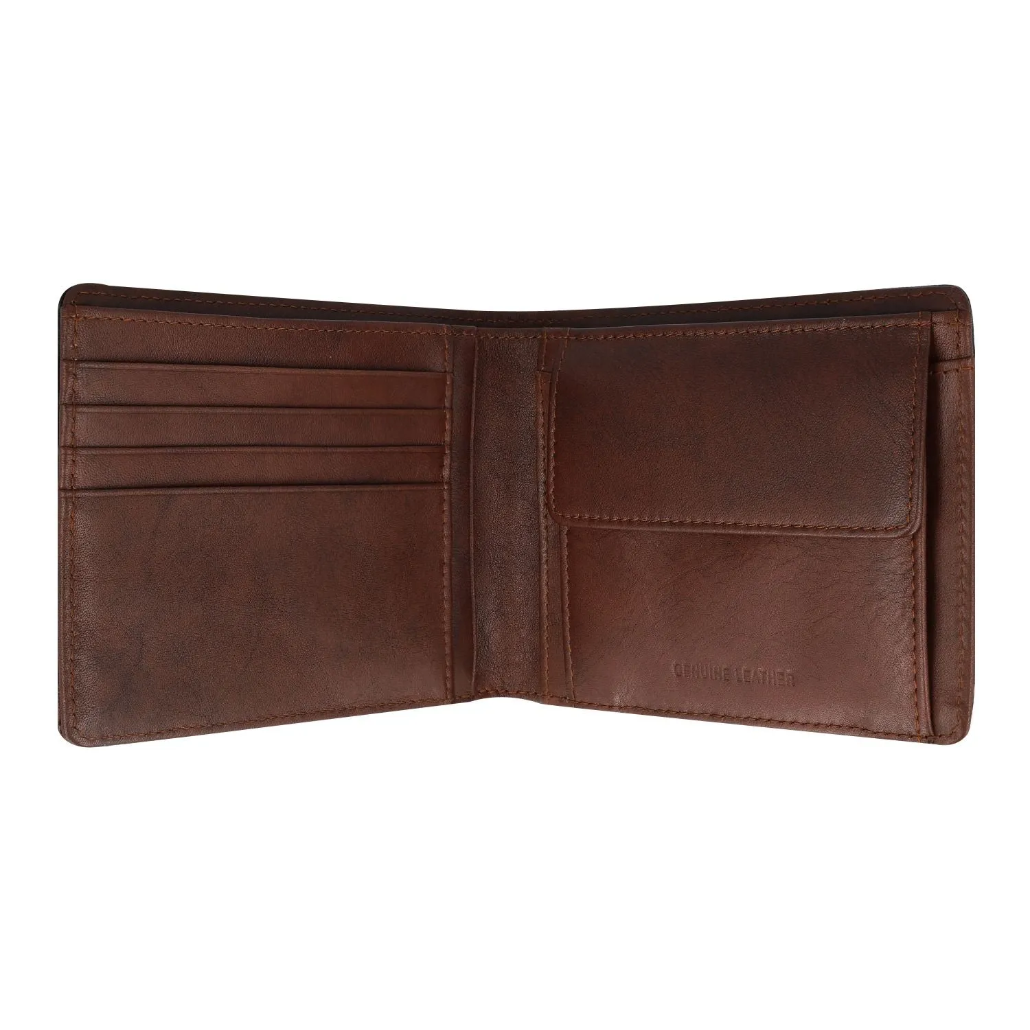 Crossing Antique Bi-fold Leather Wallet With Coin Pouch - Timber