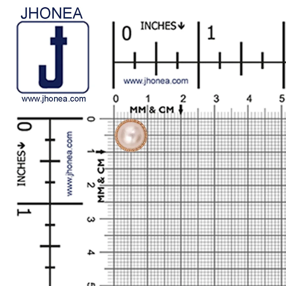 Decorative Rounded Rim 10mm (16L) Shiny Gold Pearl Buttons