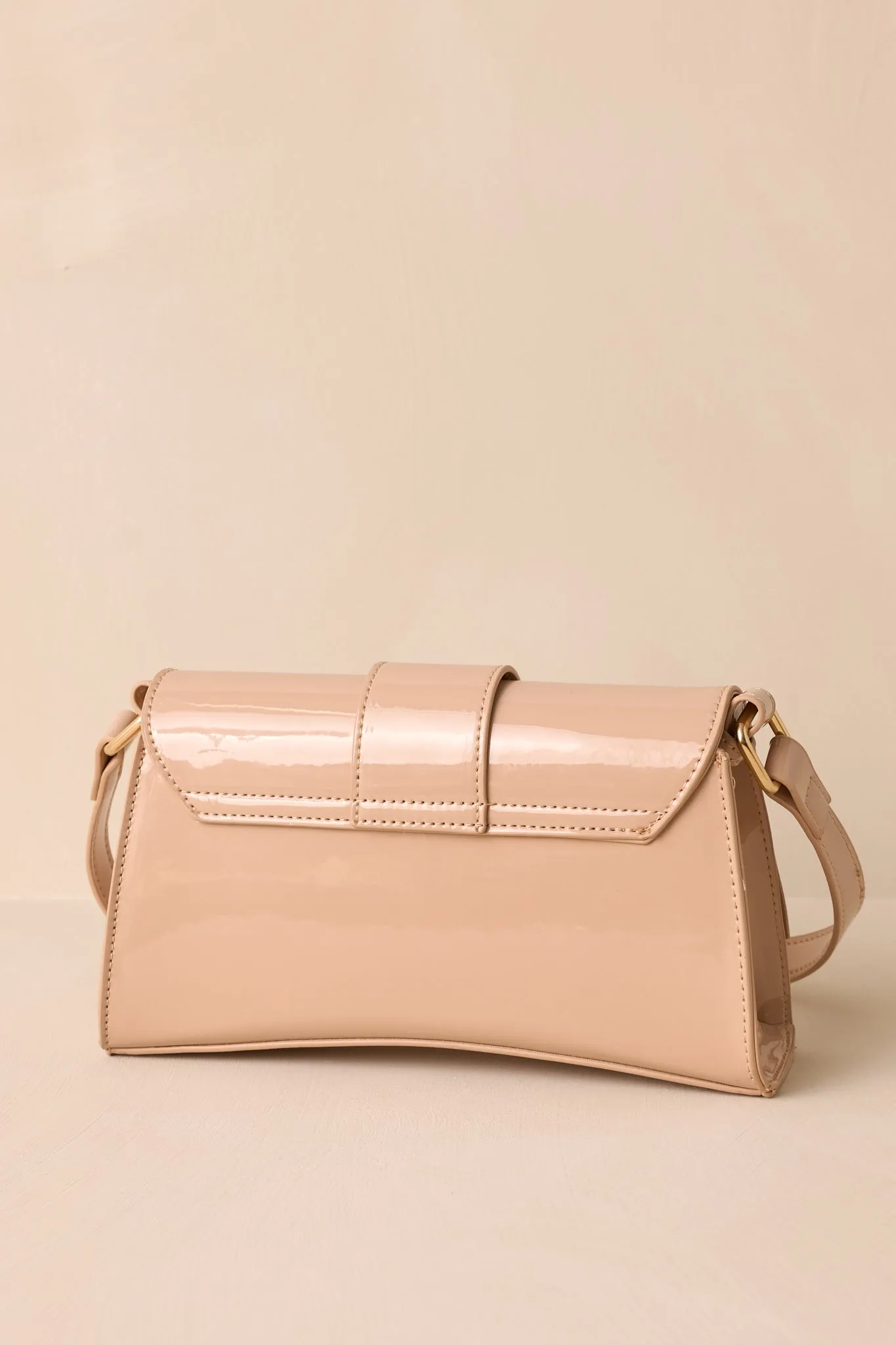 Elegant Allure Beige Glossy Handbag