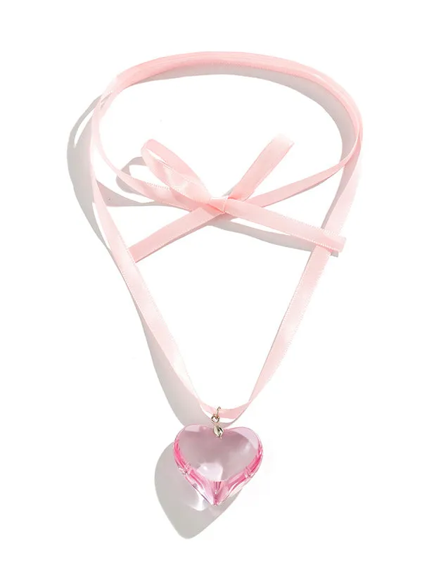 Heart Shape Streamer Tied Necklaces Accessories