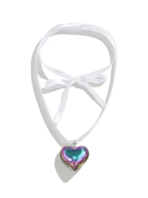 Heart Shape Streamer Tied Necklaces Accessories